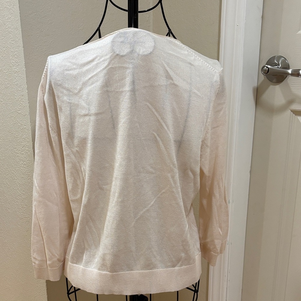 LOFT Ivory Button-Front Sweater - Picture 3 of 4